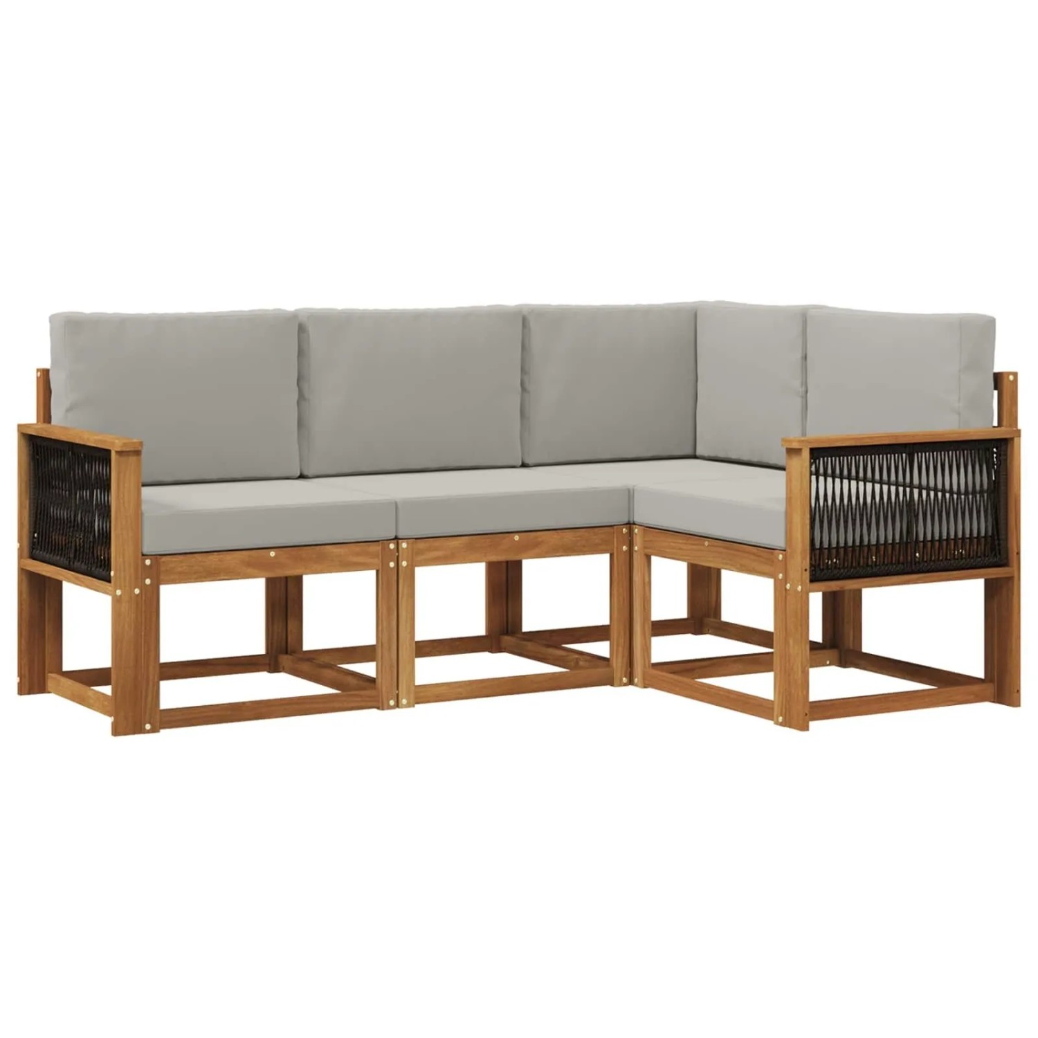 vidaXL Outdoor-Sofagarnitur 4 Stk Natur und Hellgrau Polyester 3385172