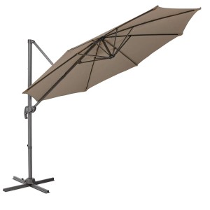 Svita Ampelschirm, taupe, aus Aluminium, für Garten und Terrasse. Dreh- und schwenkbar.