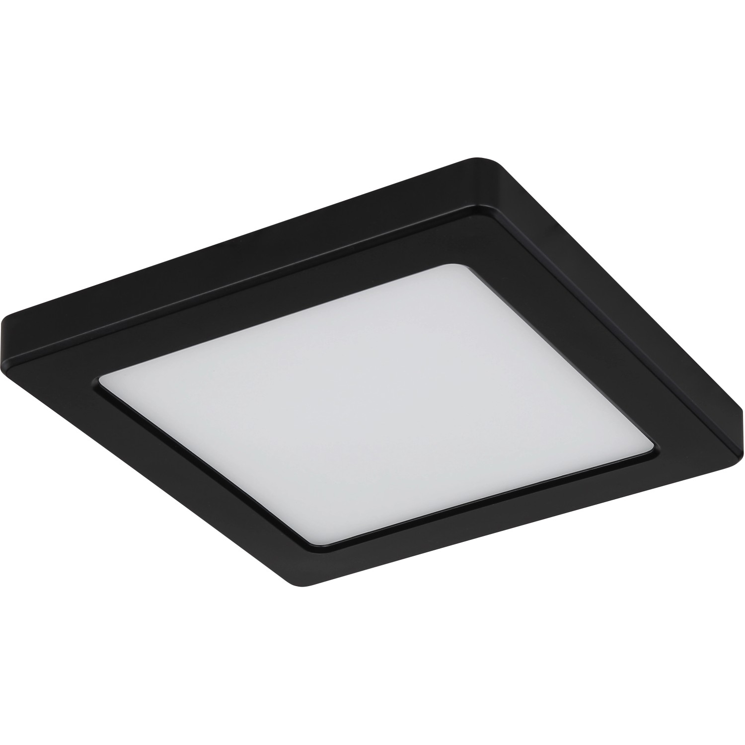 Schwarze, quadratische LED-Deckenleuchte Lasse von Globo, 167x167x17 mm.