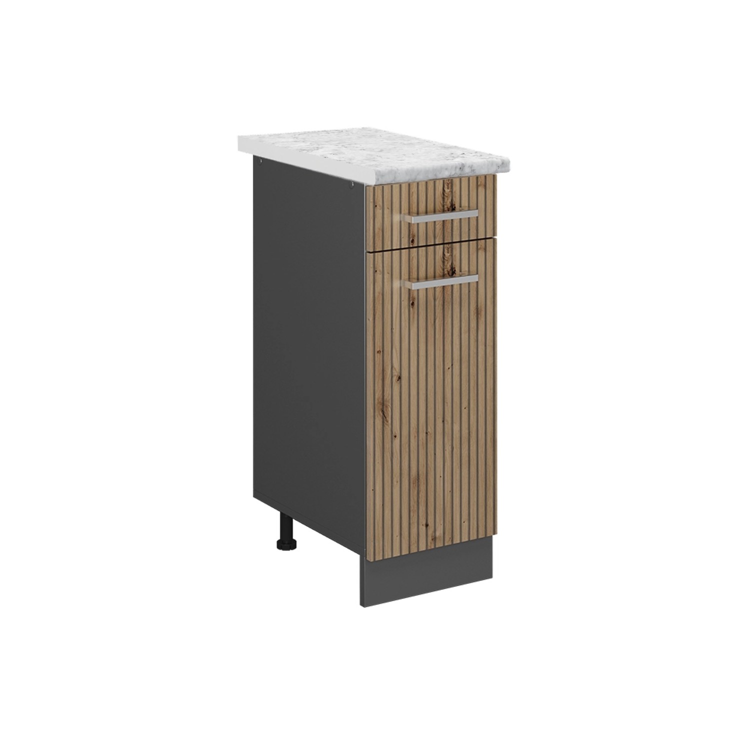 Vicco Küchenunterschrank R-Line Artisan-Eiche/Anthrazit 30 cm AP Marmor
