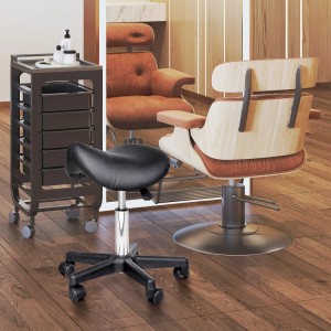 HOMCOM Höhenverstellbarer Drehhocker mit Rädern 35 x 38 x 43-55H cm