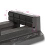 EBERTH Maschinenschraubstock, Backenbreite 125mm, Detailaufnahme der Spannbacken mit Maßangaben.