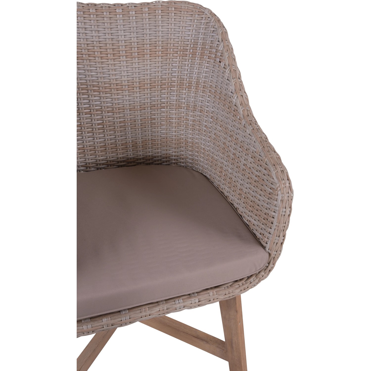 Detailansicht: Grauer Garden Pleasure Sessel Oakland mit Sitzkissen, Teil eines 4er-Sets.