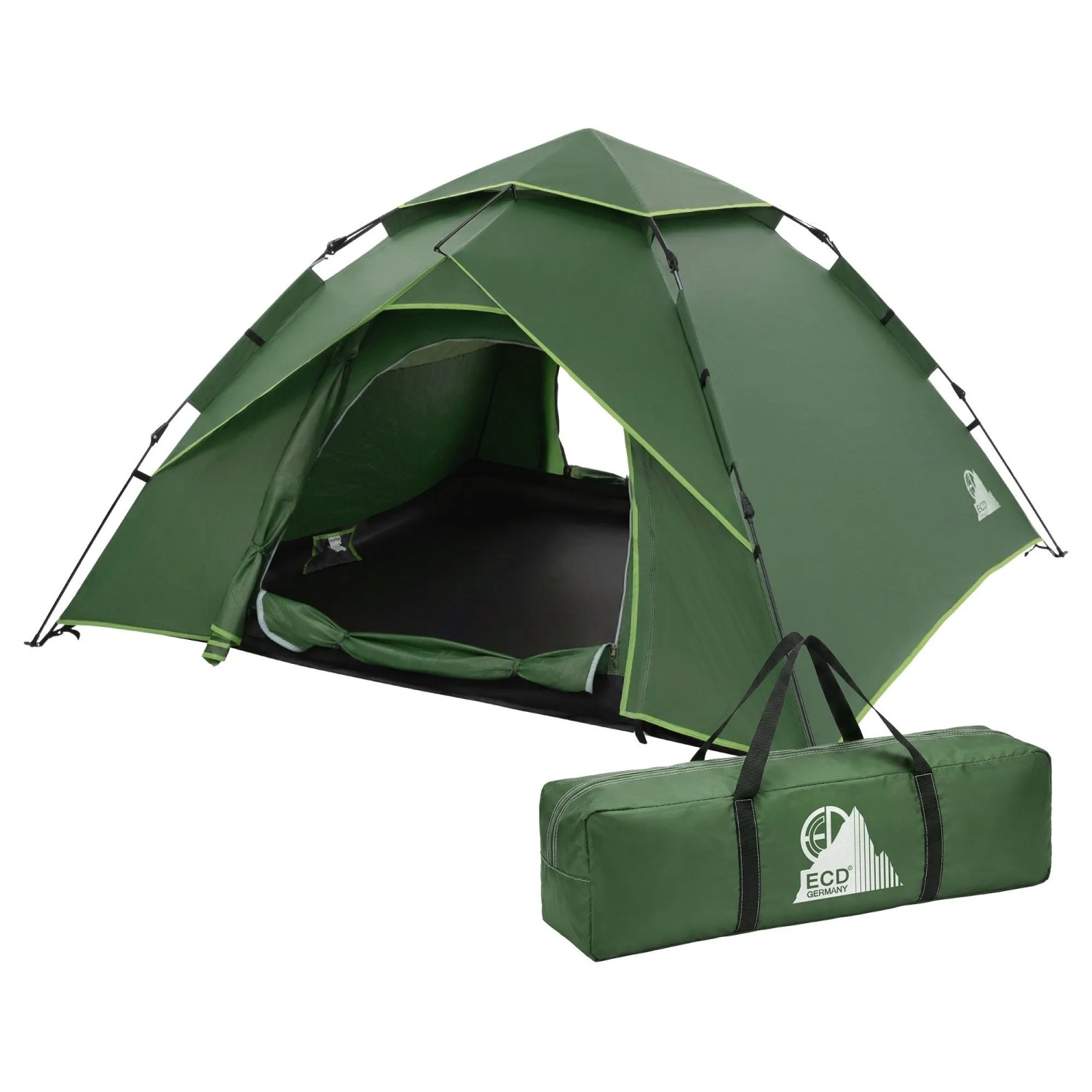 ECD Germany Pop-Up Camping Zelt für 3-4 Personen Grün 230x230x130 cm