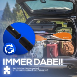24MOVE Doppelpaddel im Kofferraum, zerlegt. Ideal für Stand-Up Paddling & Kajak. Verstellbar, koralle.
