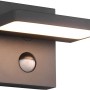 Moderne, anthrazitfarbene Trio LED-Außenwandleuchte Horton mit Bewegungssensor.