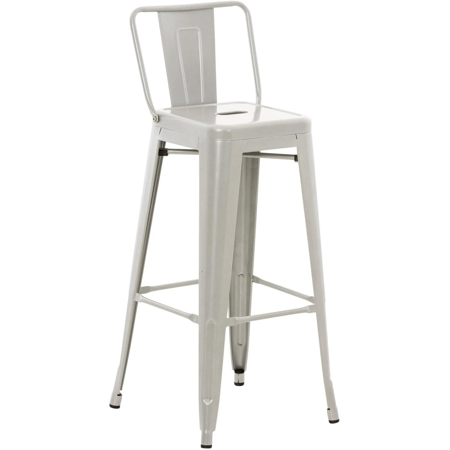 DELUKE Barhocker LEKEL Metall Silber 44x43x96cm Barstuhl Mit Lehne Tresenhocker Tresenstuhl