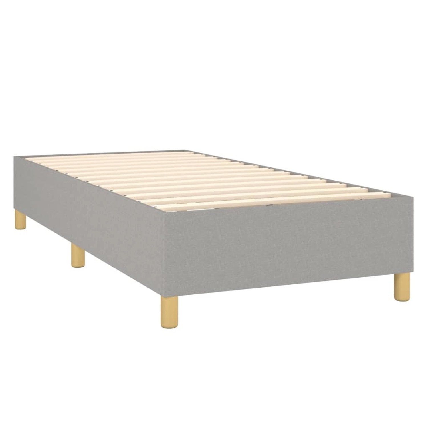 Helles vidaXL Boxspringbett, 90x200 cm, Stoffbezug, ohne Matratze.