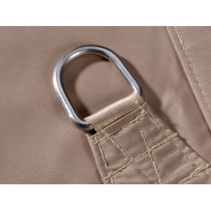 Detailaufnahme Sonnensegel Neptun Beach, dreieckig, khaki, mit Befestigungsring.