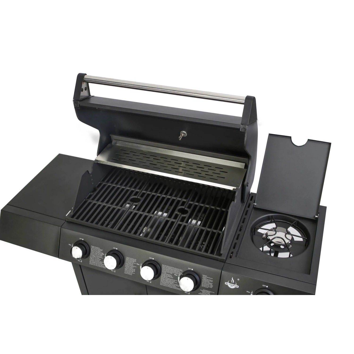 El Fuego Gasgrill San Angelo mit 4+1 Brennern, Seitenablage und Unterschrank.