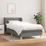 vidaXL Boxspringbett, dunkelgrau, 90x190 cm mit Matratze und Kopfteil.