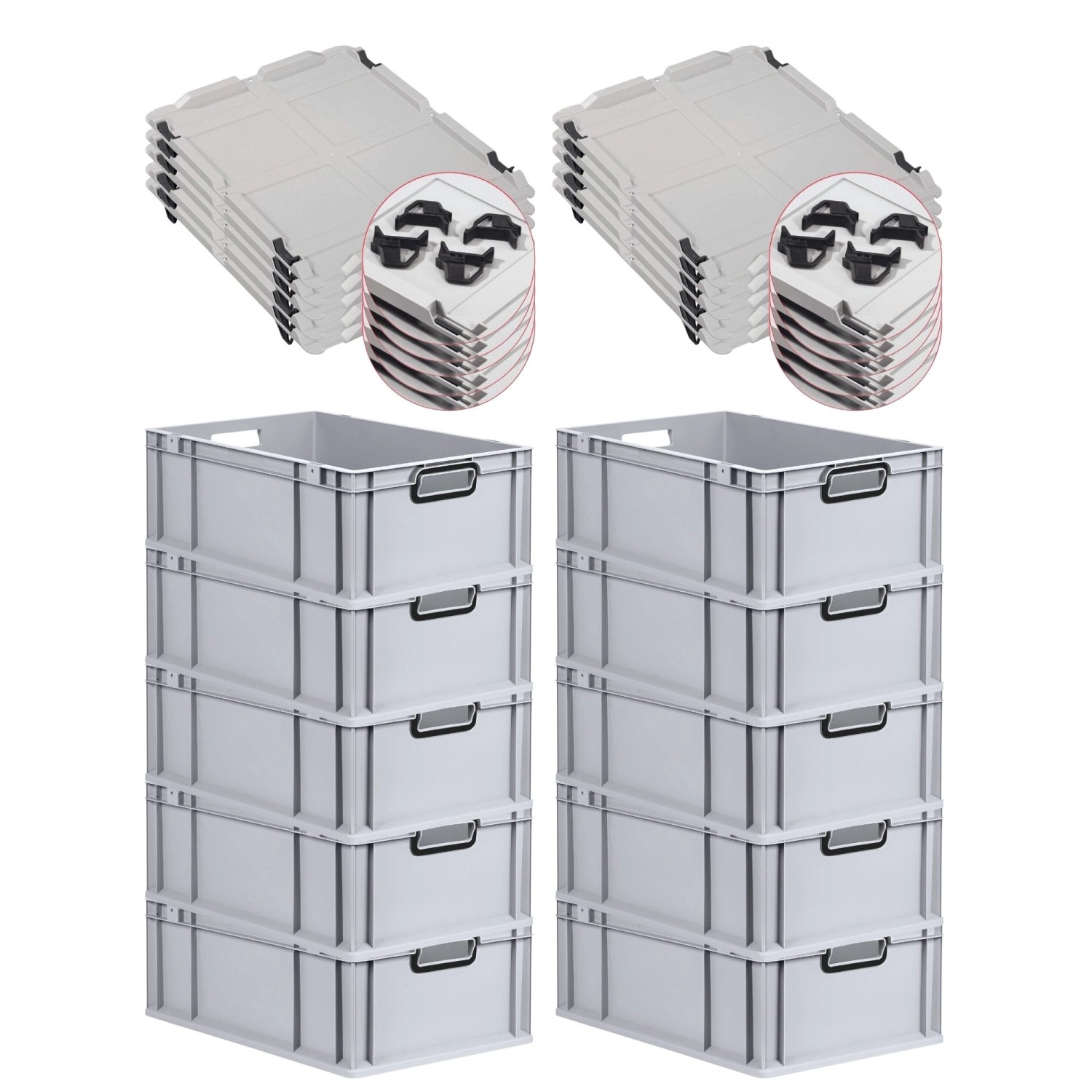 PROREGAL SparSet 10x Eurobox Nextgen Color Mit Auflagedeckel HxBxT 22x40x60 günstig online kaufen