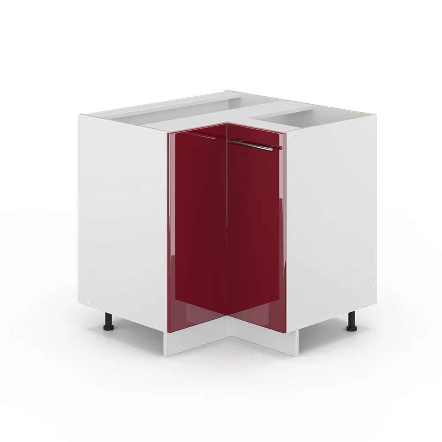 Vicco Eckunterschrank Fame-Line Bordeaux Hochglanz Weiß 81 cm ohne Arbeitsplatte