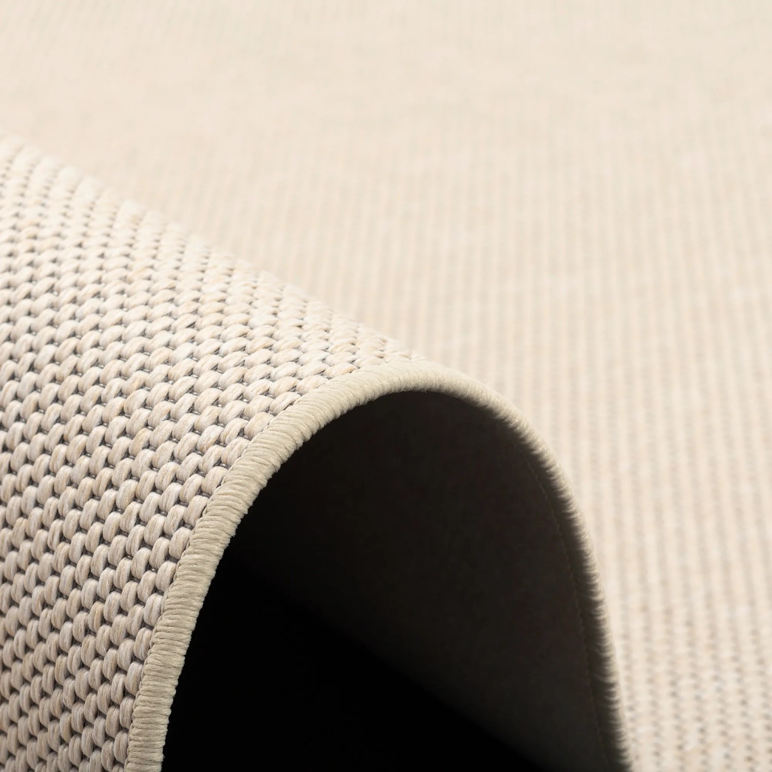 Detailansicht: Snapstyle Läufer Teppich Bentzon, sandfarbenes Flachgewebe, 100x300cm.