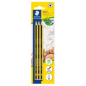 Staedtler Noris Bleistifte, 3er-Pack, Stärke B, zum Schreiben und Zeichnen.