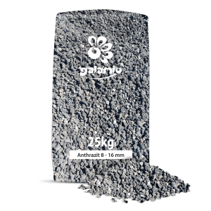 Galamio Lavamulch Anthrazit, 8-16 mm, 25kg Sack auf Palette. Dekorative Beetabdeckung für den Garten.