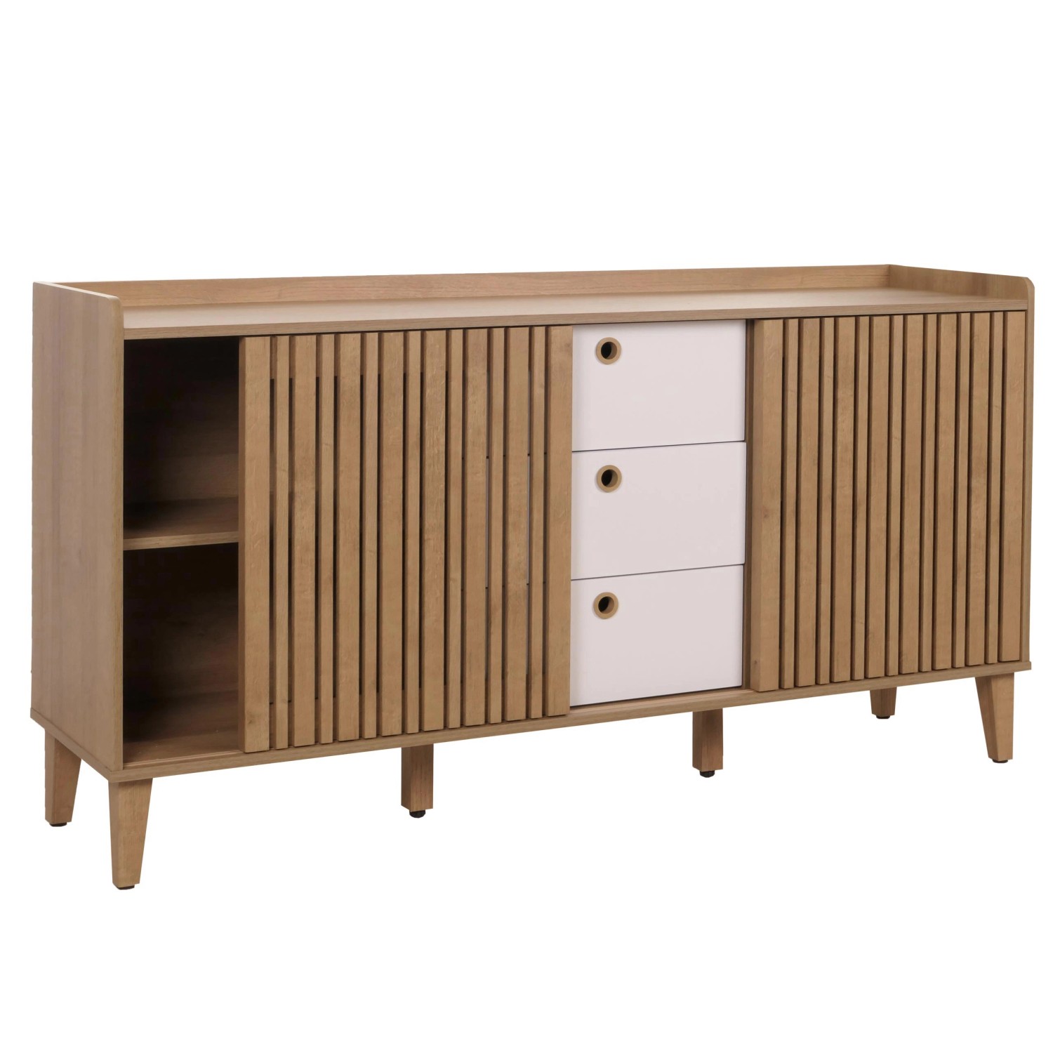 MCW Sideboard M48 Natur Schubladen Weiß günstig online kaufen