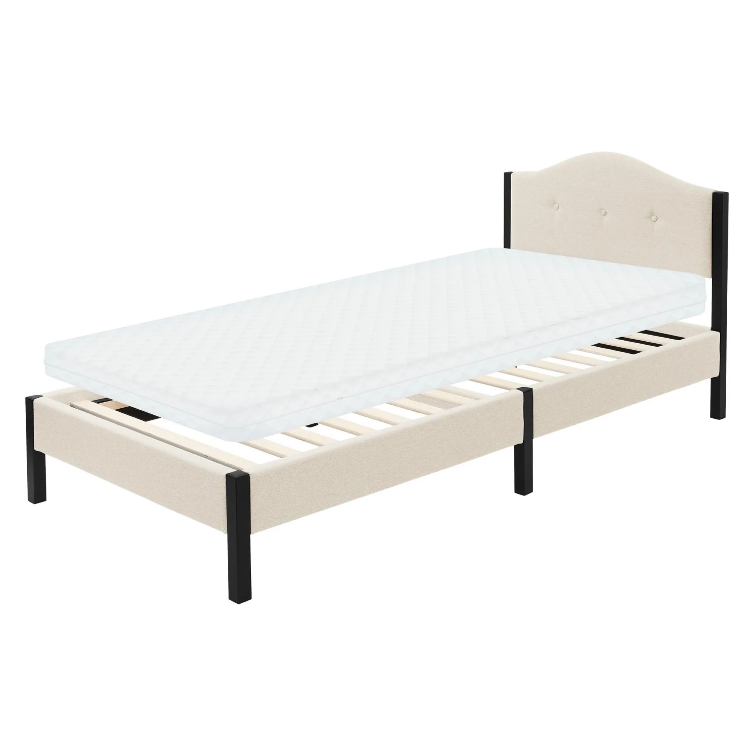 ML-Design Polsterbett 90x200 cm Beige Bettgestell mit Matratze H10 cm