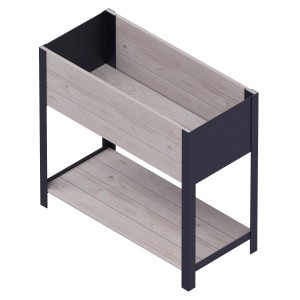 Graues Upyard Hochbeet (78x36x72cm) aus Holz und Metall. Ideal für Garten und Balkon.