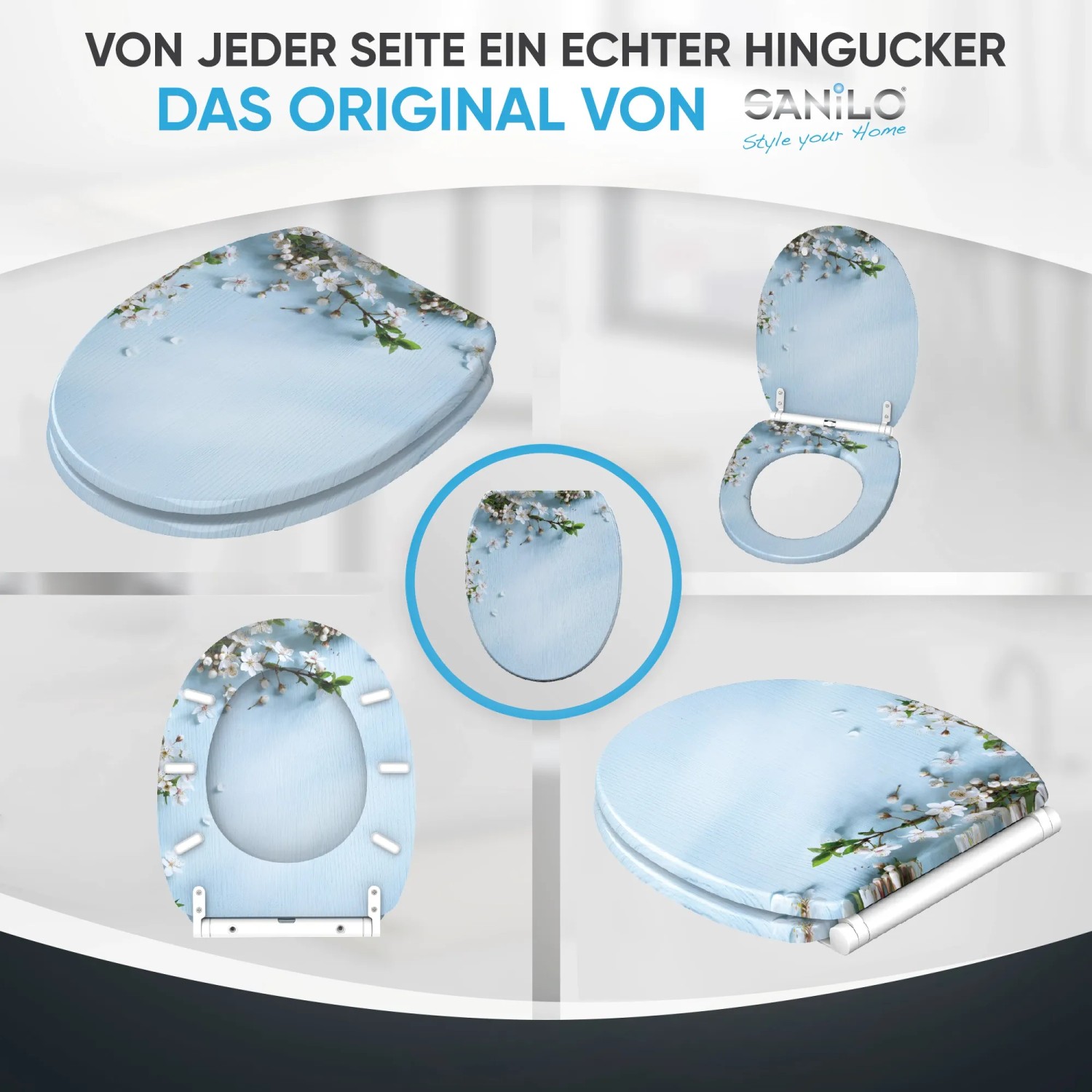 SANILO WC-Sitz Sakura mit Absenkautomatik und Top-Fix-Befestigung.