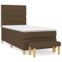 Dunkelbraunes Boxspringbett 80x200 cm mit Matratze und Bank, Stoffbezug.