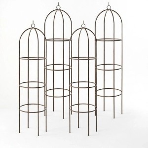 TTL GARDEN Obelisk Rankhilfe XL 195 x 40 cm Braun 4er Set Metall Pulverbeschichtet Rankgitter Rosensäule für Rosen Clematis
