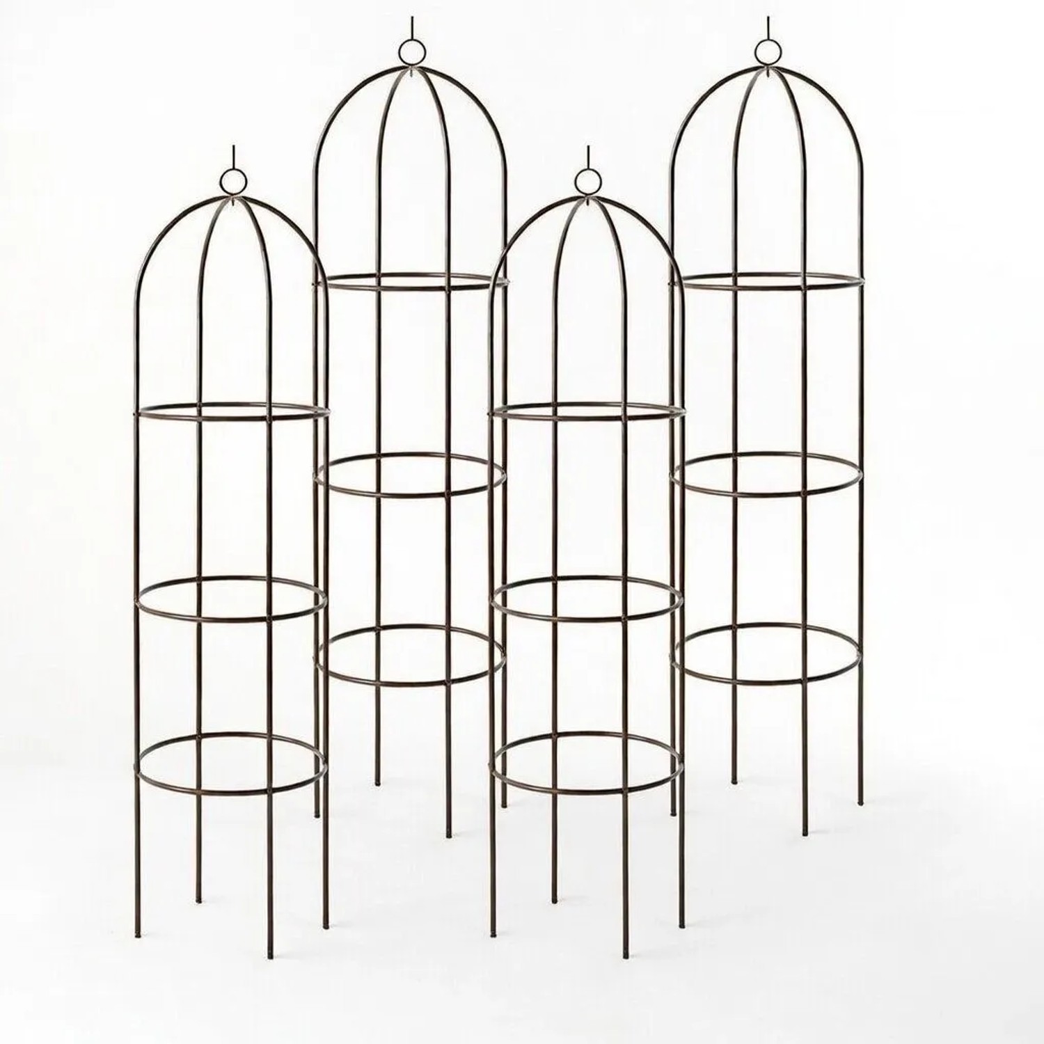 TTL GARDEN Obelisk Rankhilfe XL 195 x 40 cm Braun 4er Set Metall Pulverbeschichtet Rankgitter Rosensäule für Rosen Clema...