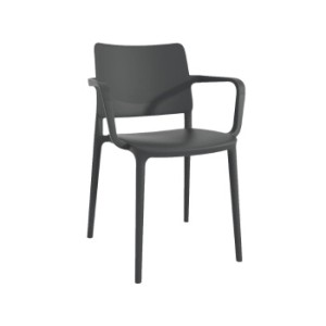 Anthrazitgrauer Papatya Joy-K Sessel aus Polypropylen für Garten oder Terrasse.