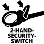 Symbol für den 2-Hand-Sicherheitsschalter der Einhell Akku-Heckenschere.