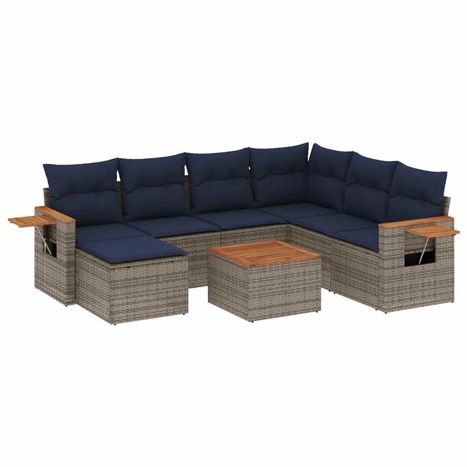 vidaXL 8-Tlg Garten-Sofagarnitur mit Kissen Grau Poly Rattan 3227055 günstig online kaufen