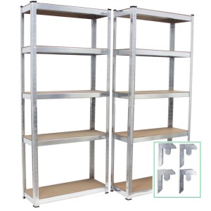 2er Set TRUTZHOLM Schwerlastregale, 170x75x30 cm, verzinkt, mit je 5 Böden. Ideal für Garage, Keller oder Lager.