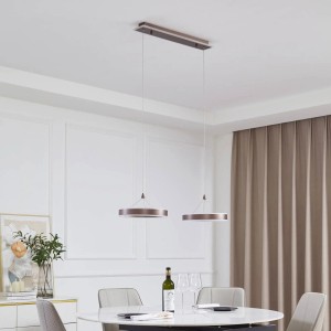 Moderne, dimmbare LED-Pendelleuchte Kolo, braun, 2-flammig für Wohnzimmer.