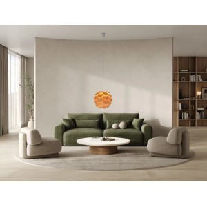 Näve Pendelleuchte Foglia, Nussbaum-Braun, Ø40cm im Wohnraum.
