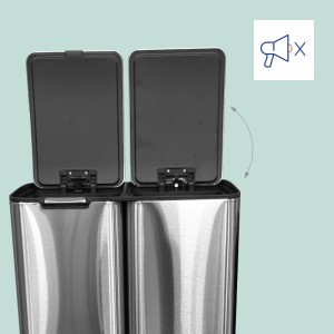 Relaxdays Mülltrennsystem Edelstahl Kunststoff Silber Softclose Fußpedal Push-Knopf Rollen 72 cm x 47 cm x 39 cm 10,6 kg