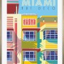 Goldener Kunststoffbilderrahmen 60x80 cm mit Art Deco Miami Motiv.