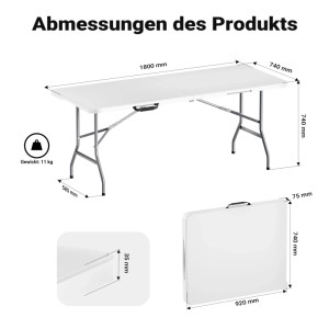 Wiltec Campingtisch Klappbar Klapptisch Partytisch Buffettisch Tisch Gartentisch