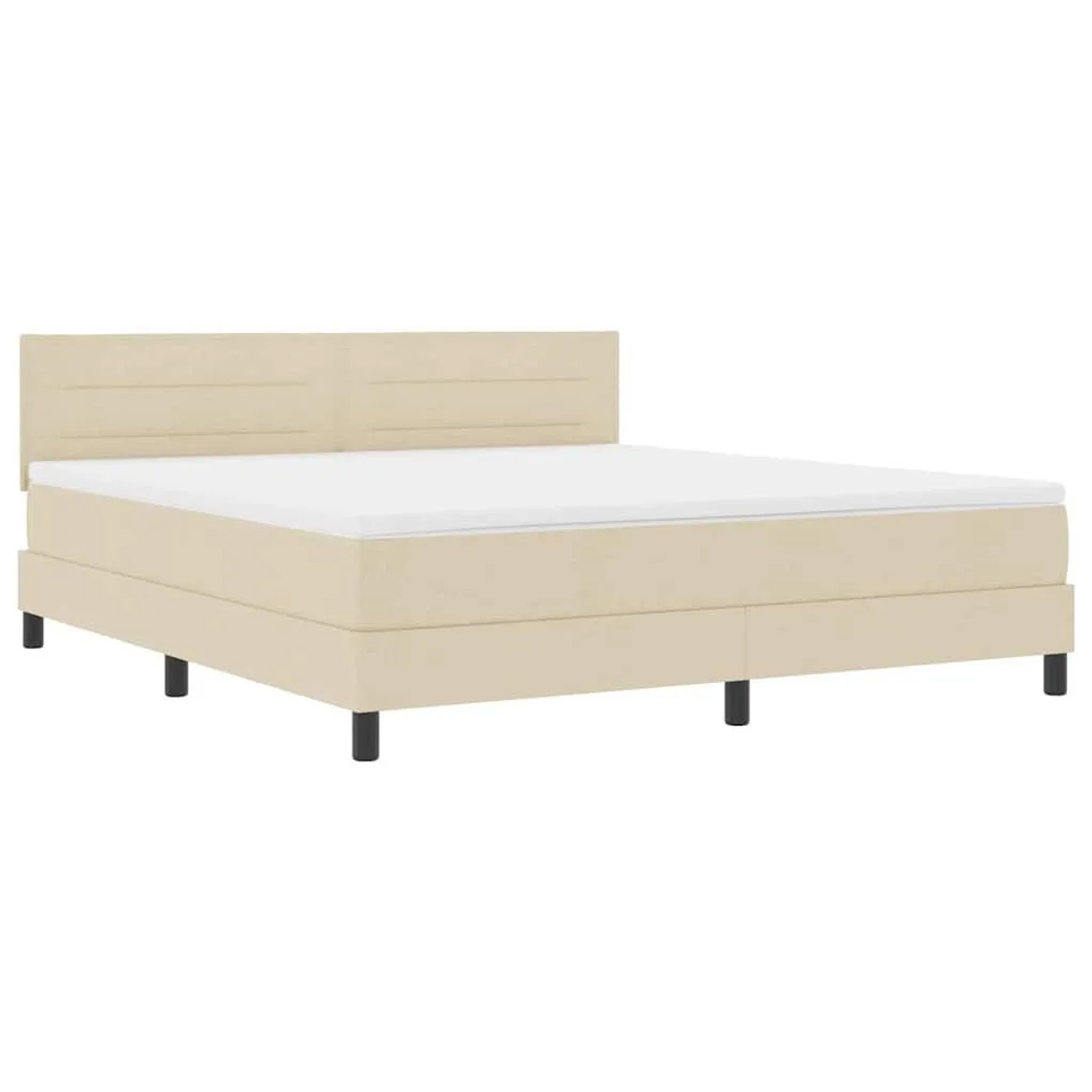 vidaXL Boxspringbett mit Matratze Creme 180 x 200 cm Stoff 3342154