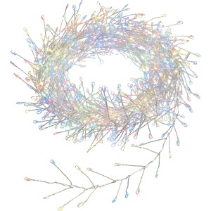 LED-Drahtlichterkette mit 720 bunten LEDs und transparentem Kabel für Innen und Außen.