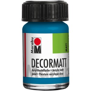 Marabu Decormatt Acrylfarbe Cyan, 15ml Flasche.