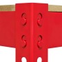 Detailaufnahme: Rote Monstershop Q Rax Werkbank (100 cm) mit Stahlrahmen und MDF-Platte.