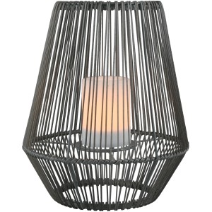 Graue Reality LED-Tischleuchte Mineros, Solar-Deko mit Flammeneffekt für Garten und Terrasse.