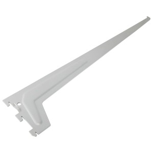 Silberner Einlochträger, 60 cm lang, für Regalböden und Möbelbau, maximale Tragfähigkeit 65 kg.