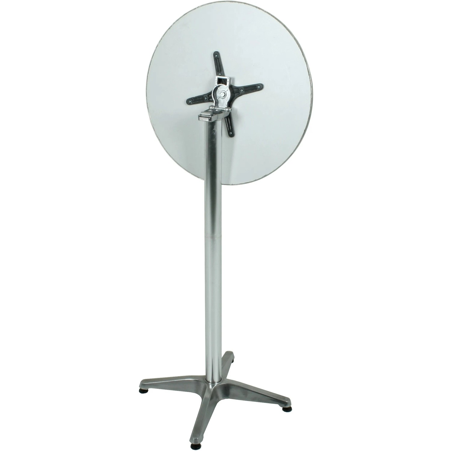 Runder, silberner Gartentisch (Ø 60 cm) von Garden Pleasure. Bistrotisch aus Aluminium für Balkon oder Terrasse.