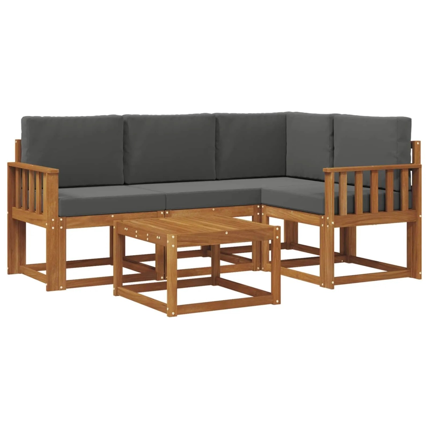 vidaXL Outdoor-Sofagarnitur mit Kissen 5 Stk Natur und Anthrazit 3366355