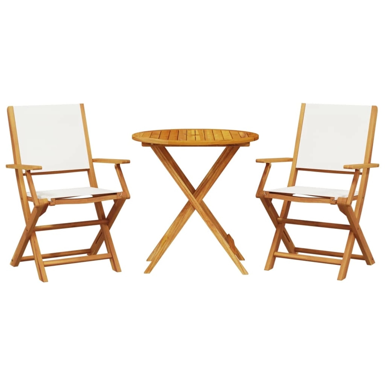 vidaXL 3-tlg Bistro-Set CremeWeiß Stoff und Massivholz Modell 6