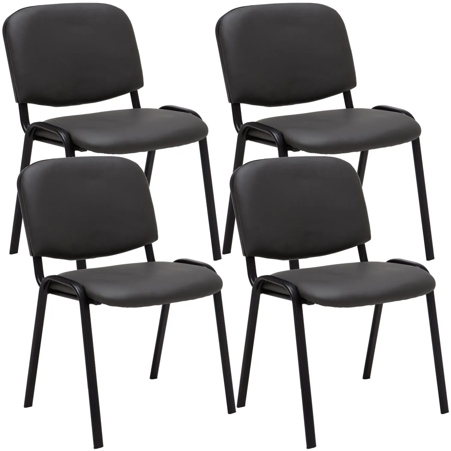 DELUKE 4er Set Besucherstuhl ZAGREB Kunstleder Grau 53x53x83cm Konferenzstuhl Wartezimmerstuhl Bürostuhl