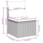 Skizze eines schwarzen Rattan Gartensofas vidaXL mit Maßen. Gartenmöbel für Terrasse und Garten.