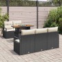 Schwarzes 6-tlg. vidaXL Garten-Sofa-Set aus Poly Rattan mit Stauraum und Tisch.
