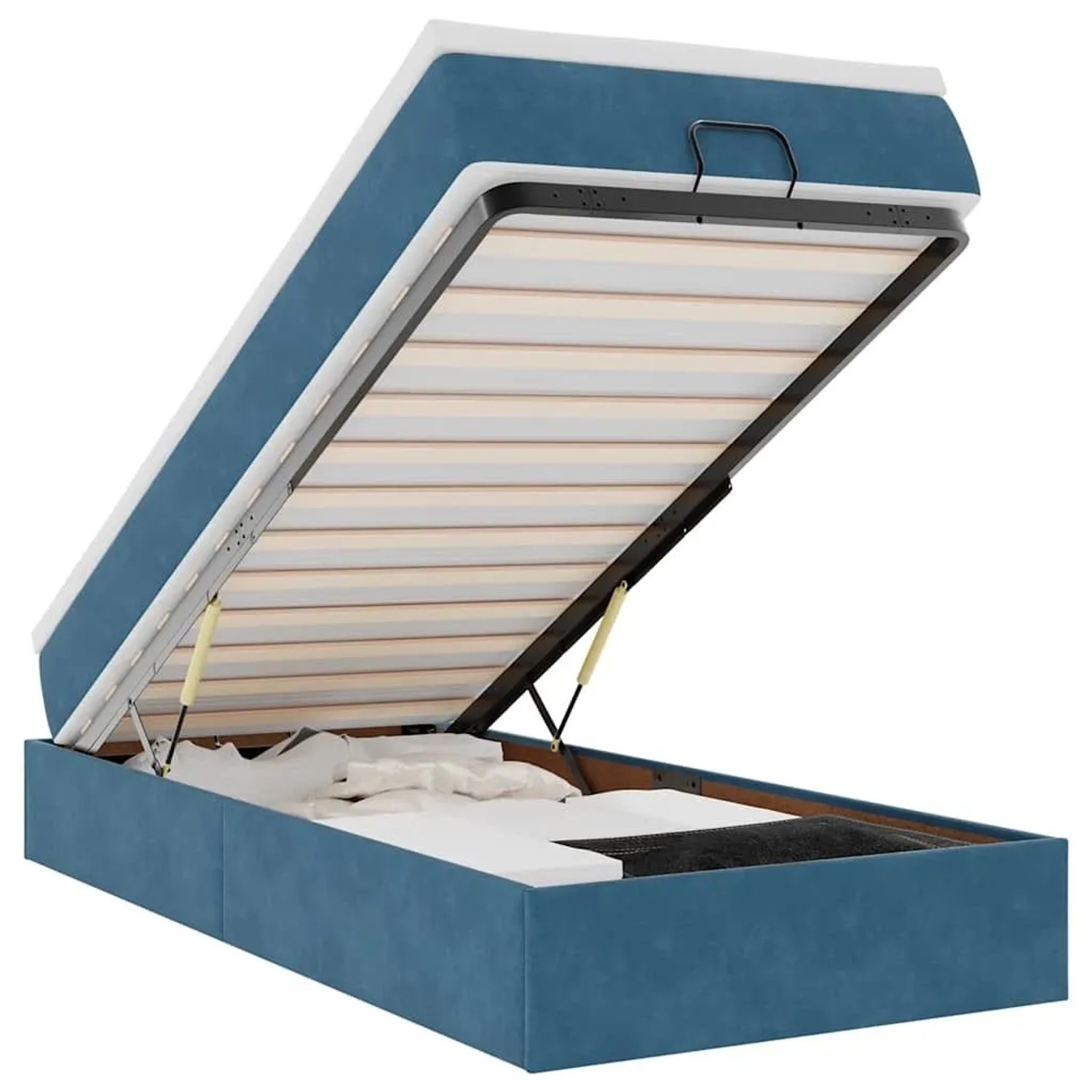 vidaXL Ottoman-Bett mit Matratze Dunkelblau 90x200 cm Samt 3311163