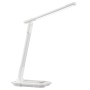 Weiße LED-Tischlampe Cyberglow (31,6 cm) mit Wireless Charging und USB-Ladefunktion für Schreibtisch.